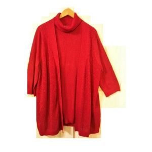 LIZ & ME Red Metallic 2-PIECE Cami & Open Cardigan